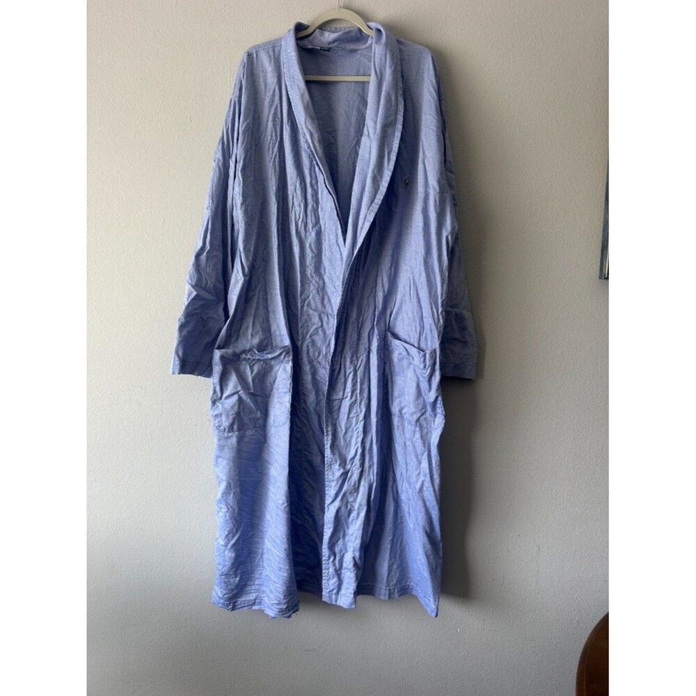 Polo Ralph Lauren Blue Oversized Robe Lightweight Coat Open Front L/XL Unisex - Picture 2 of 7
